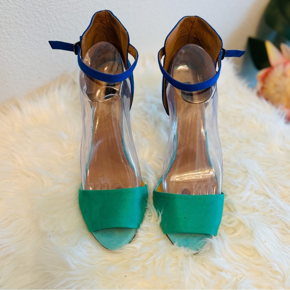Zara Blue and Green Heels